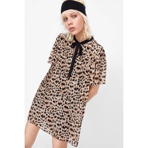 Zara Pleated Animal Jumpsuit Dress